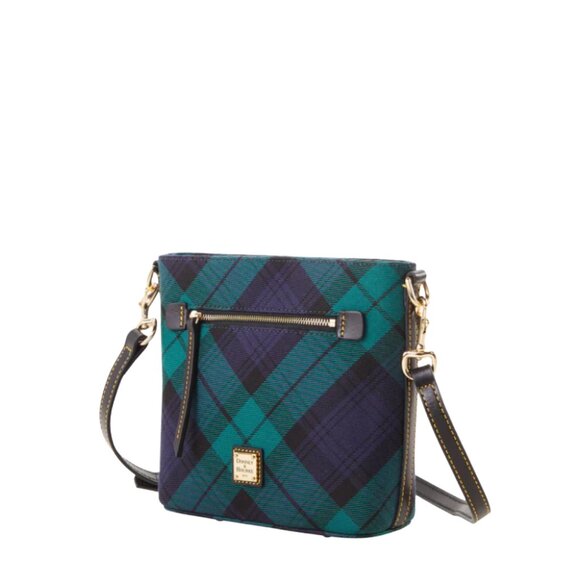 NWT DOONEY AND BOURKE Navy & Green Tartan Plaid Small Zip Crossbody Bag - Picture 2 of 9